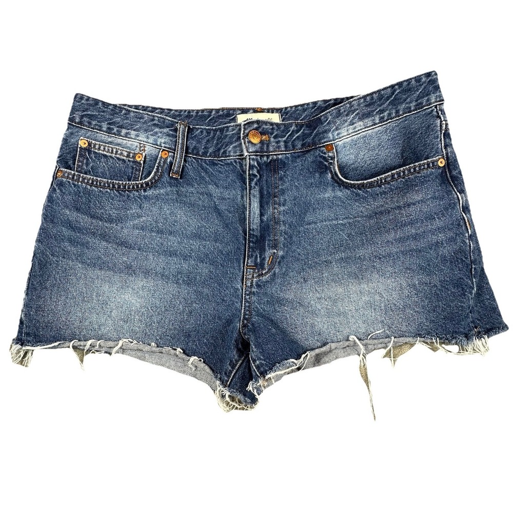 Madewell Womens Denim Shorts Raw‎ Hem High Rise Relaxed Sz 32 Waist 36" Cut Off